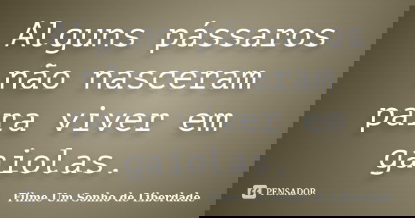 Alguns pássaros não nasceram para viver em gaiolas.... Frase de Filme Um Sonho de Liberdade.
