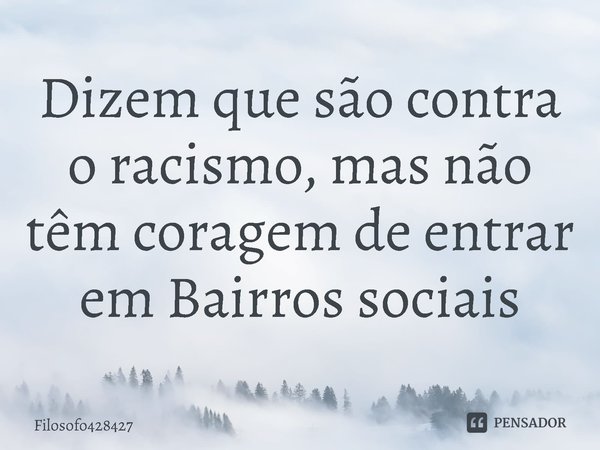 ⁠Dizem que são contra o racismo, mas não têm coragem de entrar em Bairros sociais... Frase de Filosofo428427.