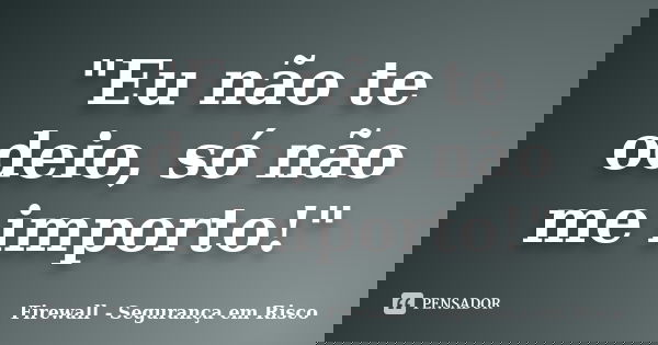 "Eu não te odeio, só não me importo!"... Frase de Firewall - Segurança em Risco.