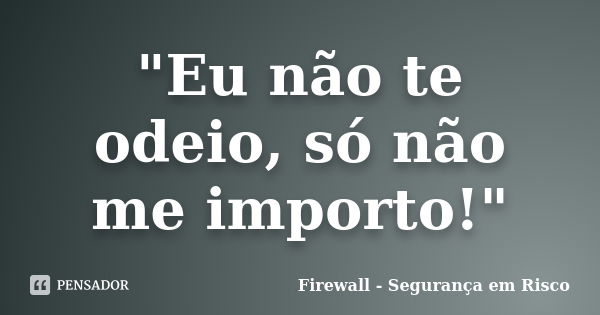 "Eu não te odeio, só não me importo!"... Frase de Firewall - Segurança em Risco.