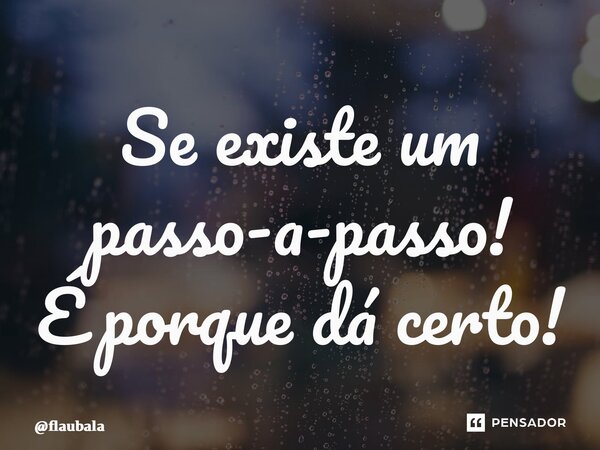 ⁠Se existe um passo-a-passo! É porque dá certo!... Frase de flaubala.