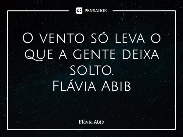 ⁠ O vento só leva o que a gente deixa solto. Flávia Abib... Frase de Flávia Abib.