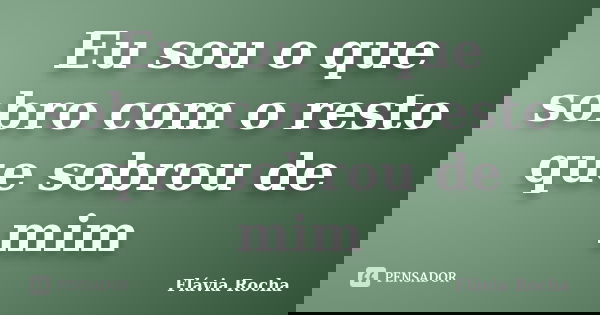 Eu sou o que sobro com o resto que sobrou de mim... Frase de Flavia Rocha.