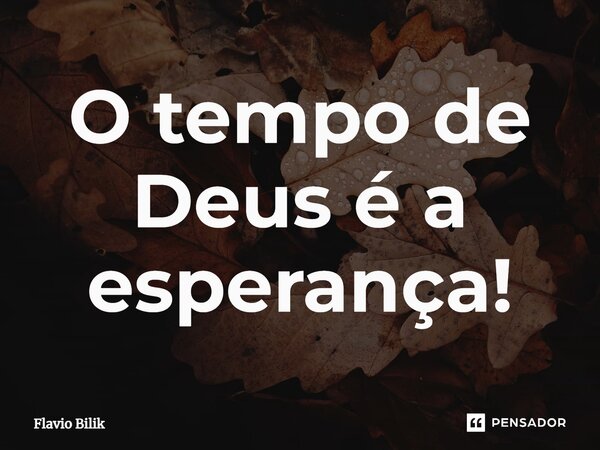 ⁠O tempo de Deus é a esperança!... Frase de Flávio Bilik.