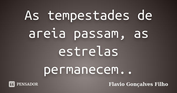 As tempestades de areia passam, as estrelas permanecem..... Frase de Flavio Gonçalves Filho.