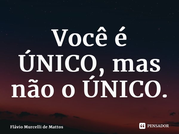 ⁠Você é ÚNICO, mas não o ÚNICO.... Frase de Flávio Murcelli de Mattos.
