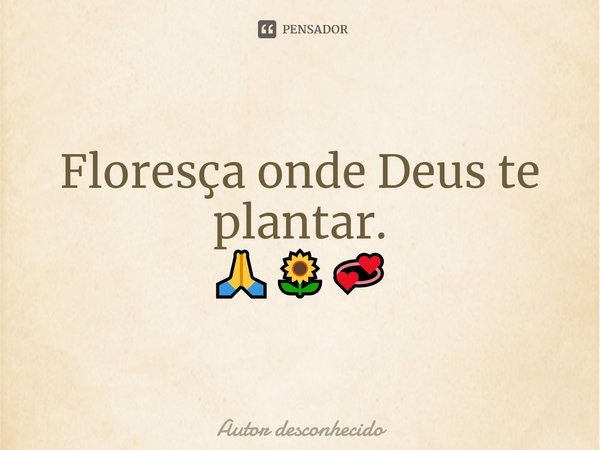 ⁠Floresça onde Deus te plantar. 🙏🌻💞... Frase de Autor desconhecido.