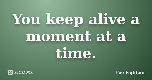 You keep alive a moment at a time.... Frase de Foo Fighters.