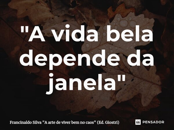 "A vida bela depende da janela"⁠... Frase de Francinaldo Silva 