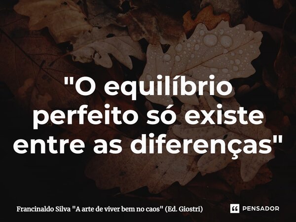 "⁠O equilíbrio perfeito só existe entre as diferenças"... Frase de Francinaldo Silva 