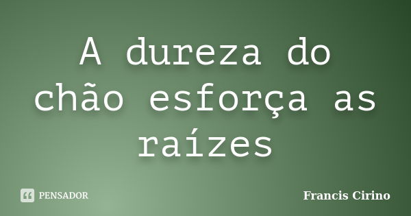 A dureza do chão esforça as raízes... Frase de Francis Cirino.