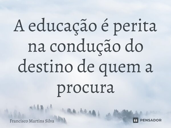 ⁠A educação é perita na condução do destino de quem a procura... Frase de Francisco Martins Silva.