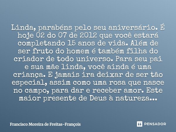 Linda Parabéns Pelo Seu Aniversário Francisco Moreira De