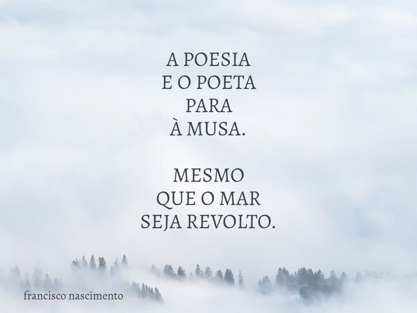 A POESIA E O POETA PARA À MUSA. ⁠MESMO QUE O MAR SEJA REVOLTO.... Frase de francisco nascimento.