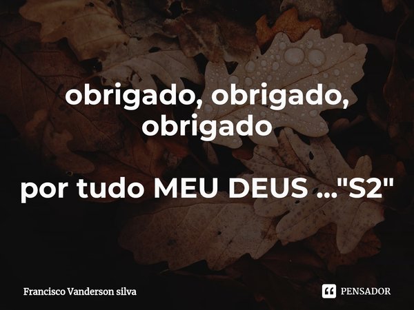 ⁠obrigado, obrigado, obrigado por tudo MEU DEUS ... "S2"... Frase de Francisco Vanderson silva.