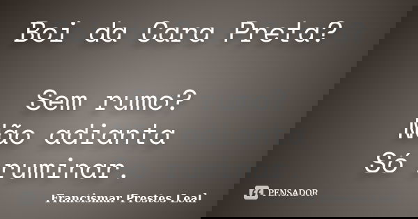 Boi da Cara Preta? Sem rumo? Não adianta Só ruminar.... Frase de Francismar Prestes Leal.