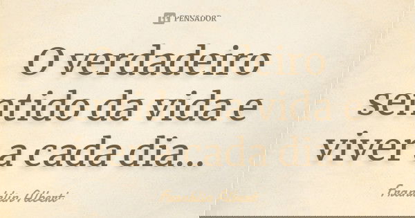 O verdadeiro sentido da vida e viver a cada dia...... Frase de Franklin Albert.