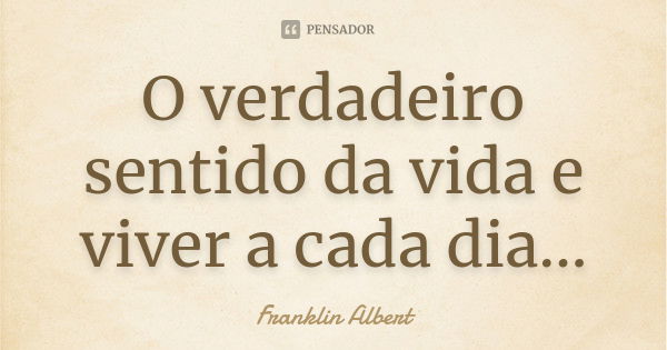 O verdadeiro sentido da vida e viver a cada dia...... Frase de Franklin Albert.