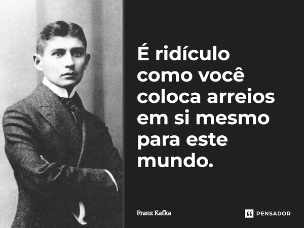 ⁠É ridículo como você coloca arreios em si mesmo para este mundo.... Frase de Franz Kafka.