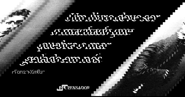 Um livro deve ser o machado que quebra o mar gelado em nós.... Frase de Franz Kafka.
