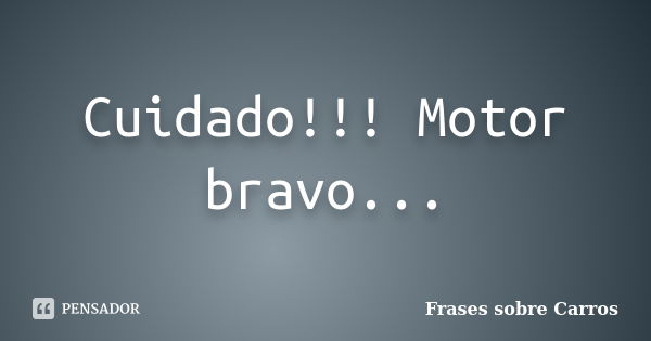 Cuidado!!! Motor bravo...... Frase de Frases sobre Carros.