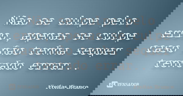 Não se culpe pelo erro, apenas se culpe caso não tenha sequer tentado errar..... Frase de Freitas Branco.