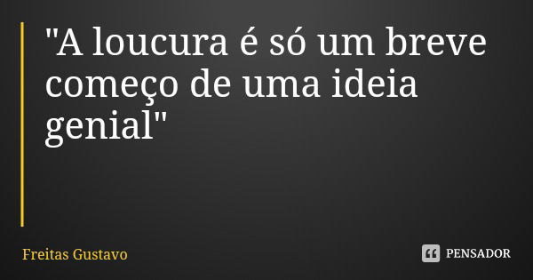 "A loucura é só um breve começo de uma ideia genial"... Frase de Freitas Gustavo.