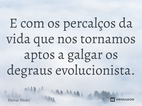 ⁠E com os percalços da vida que nos tornamos aptos a galgar os degraus evolucionista.... Frase de Freitas Weslei.