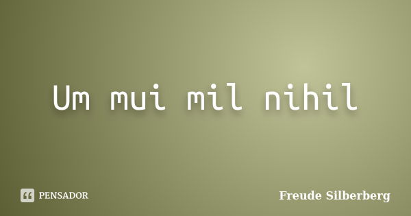 Um mui mil nihil... Frase de Freude Silberberg.