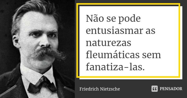 Não se pode entusiasmar as naturezas fleumáticas sem fanatiza-las.... Frase de Friedrich Nietzsche.