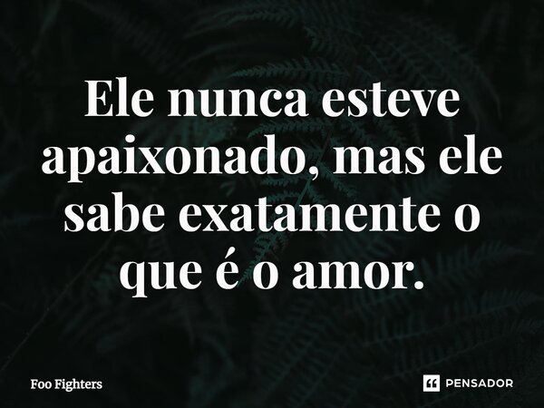 Ele nunca esteve apaixonado, mas ele sabe exatamente o que é o amor.... Frase de Foo Fighters.