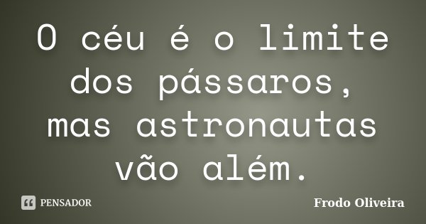 O céu é o limite dos pássaros, mas astronautas vão além.... Frase de Frodo Oliveira.
