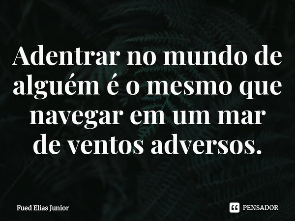 ⁠Adentrar no mundo de alguém é o mesmo que navegar em um mar de ventos adversos.... Frase de Fued Elias Júnior.