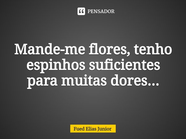 ⁠Mande-me flores, tenho espinhos suficientes para muitas dores...... Frase de Fued Elias Júnior.