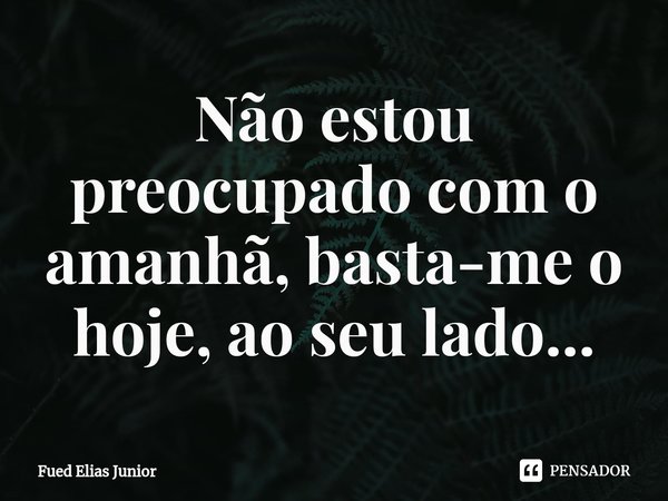 ⁠Não estou preocupado com o amanhã, basta-me o hoje, ao seu lado...... Frase de Fued Elias Júnior.