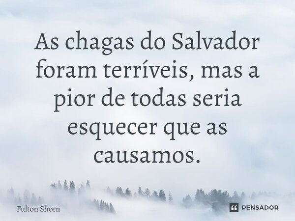 ⁠As chagas do Salvador foram terríveis, mas a pior de todas seria esquecer que as causamos.... Frase de Fulton Sheen.