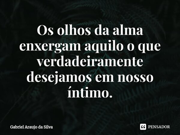 Os olhos da alma enxergam aquilo o que verdadeiramente desejamos em nosso íntimo.... Frase de Gabriel Araujo da Silva.