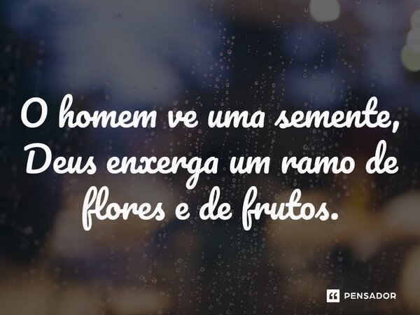 ⁠O homem vê uma semente, Deus enxerga um ramo de flores e de frutos.... Frase de Gabriel Luiz dos Santos.