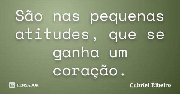 São nas pequenas atitudes, que se ganha um coração.... Frase de Gabriel Ribeiro.