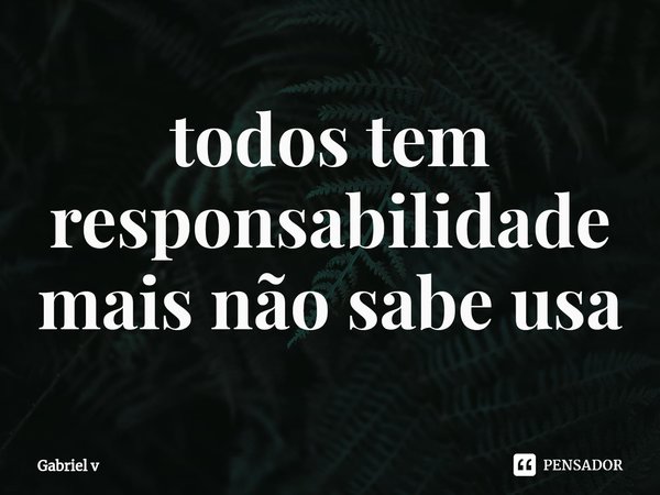 ⁠todos tem responsabilidade mais não sabe usa... Frase de Gabriel v.
