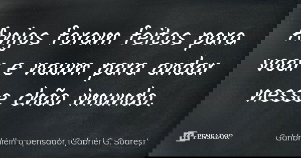Anjos foram feitos para voar e naum para andar nesse chão imundo.... Frase de Gahbrhielh o pensador (Gabriel G. Soares).