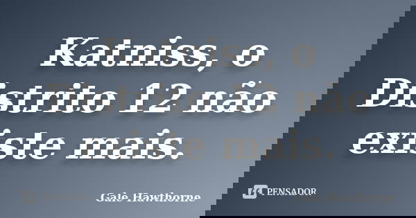 Katniss, o Distrito 12 não existe mais.... Frase de Gale Hawthorne.