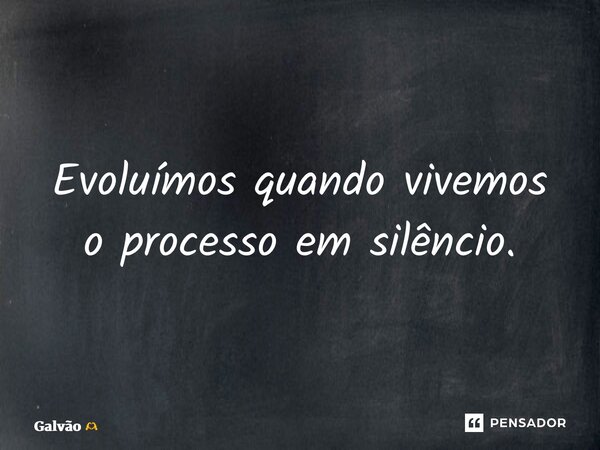 ⁠Evoluímos quando vivemos o processo em silêncio.... Frase de Galvão.