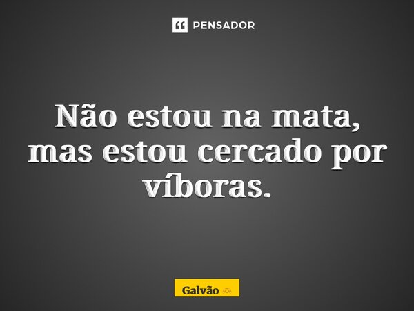 ⁠Não estou na mata, mas estou cercado por víboras.... Frase de Galvão.