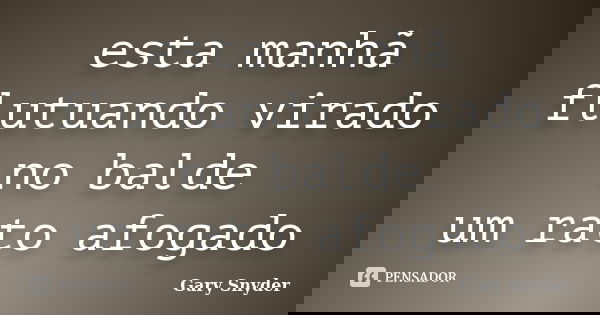 esta manhã
flutuando virado no balde
um rato afogado... Frase de Gary Snyder.