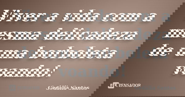 Viver a vida com a mesma delicadeza de uma borboleta voando!... Frase de Gedália Santos.