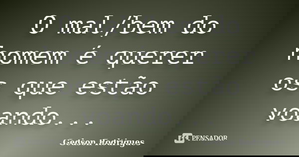 O mal/bem do homem é querer os que estão voando...... Frase de Gedson Rodrigues.