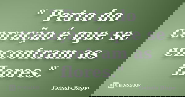 " Perto do coração é que se encontram as flores."... Frase de Geissis Bispo.