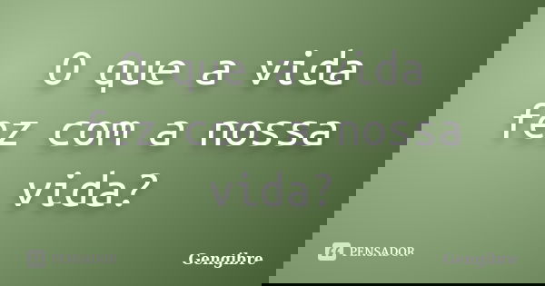 O que a vida fez com a nossa vida?... Frase de Gengibre.