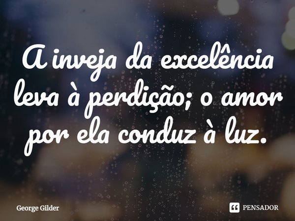 ⁠A inveja da excelência leva à perdição; o amor por ela conduz à luz.... Frase de George Gilder.